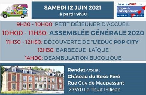 Assemblée Générale de la Ligue de l’enseignement, Fédération de l'Eure – 12 juin 2021